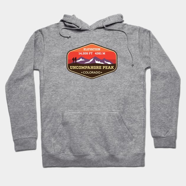 Uncompahgre Peak Colorado - 14ers Mountain Climbing Badge Hoodie by TGKelly